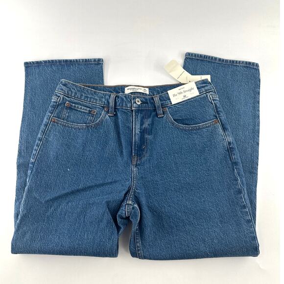 Abercrombie & Fitch Women's Dark Marble Mid Rise 90s Straight Jeans Size 30 - Picture 6 of 11